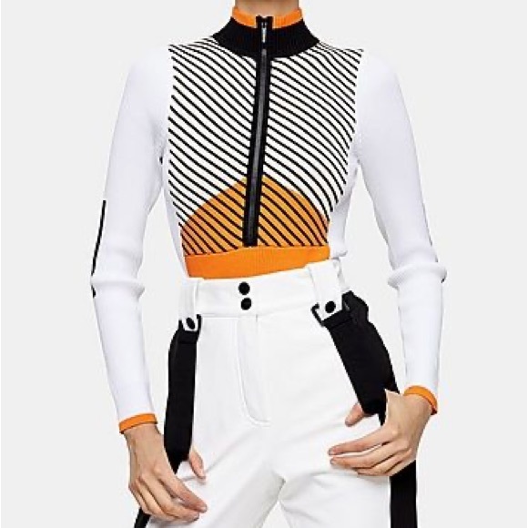 Topshop Tops - Topshop SNO Long Sleeve Knit Retro Bodysuit Orange Multi Size UK Small US 4-6